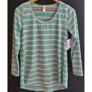 𝅺Womens Colorful Lularoe Lynnae Long Sleeve T-Shirt Size Medium New NWT Striped